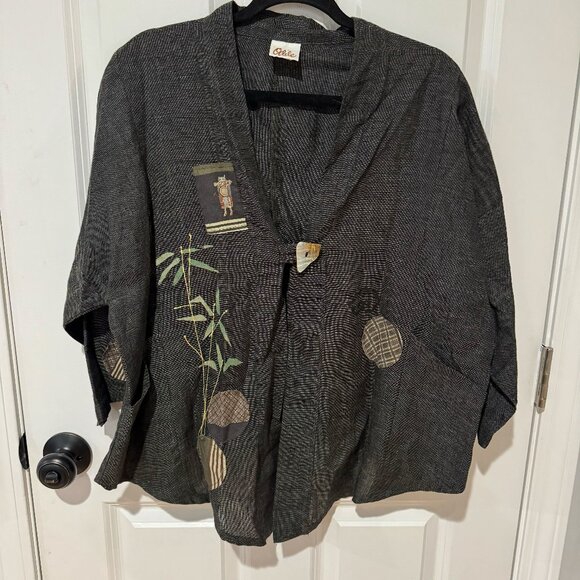 Odile Linen Hand Painted Patchwork Jacket Top - Size Small / Medium‎ - Picture 1 of 8